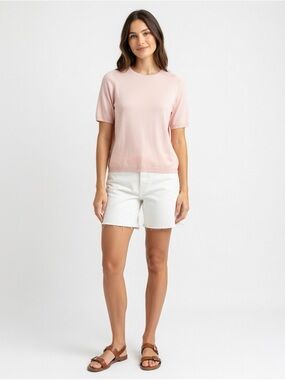 'S MaxMara Pale Pink Short-Sleeve Crewneck Top